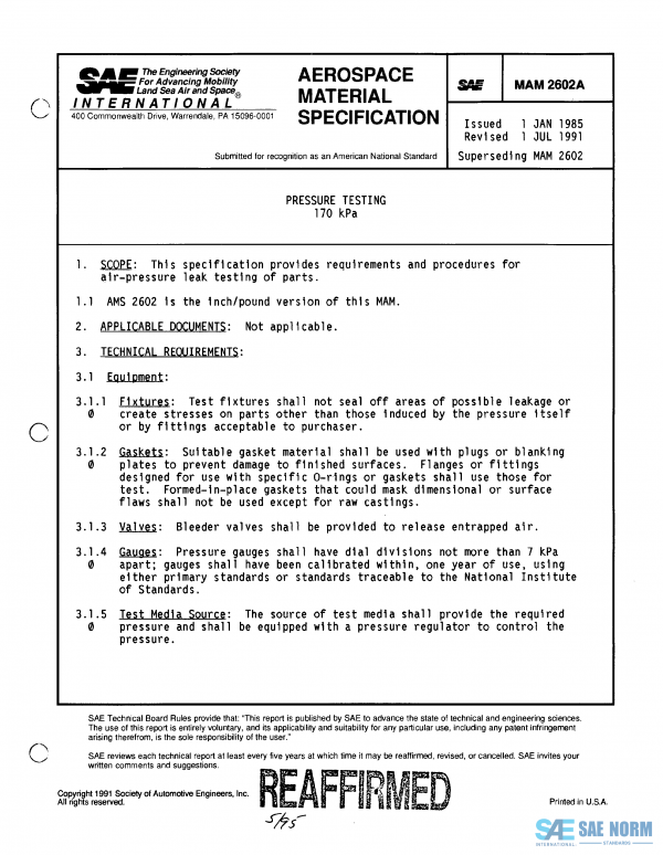 SAE MAM 2602 Series PDF
