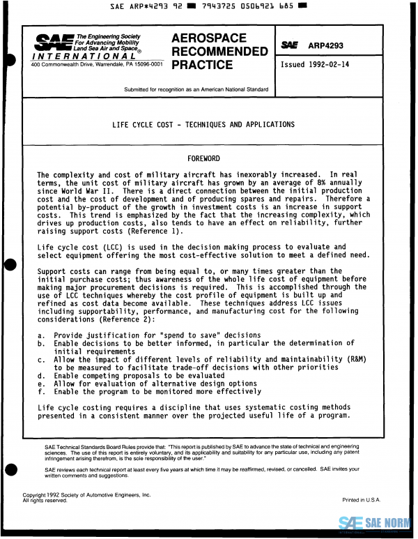 SAE ARP 4293 Series PDF