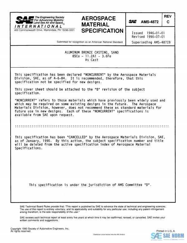 SAE AMS 4872 Series PDF