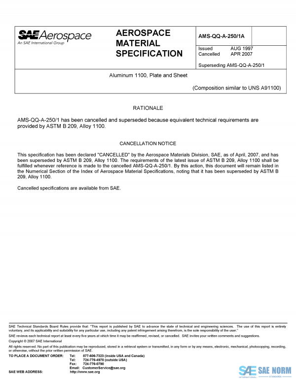 SAE AMSQQA 250/1 Series PDF