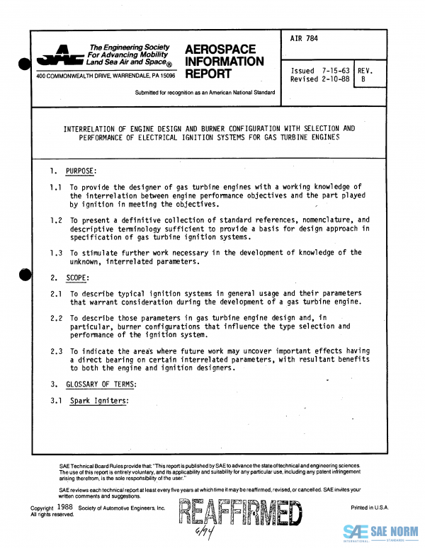 SAE AIR 784 Series PDF