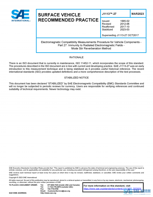 SAE J 1113/27 Series PDF