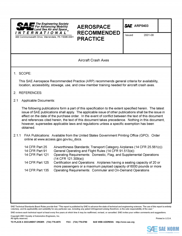 SAE ARP 5403 Series PDF