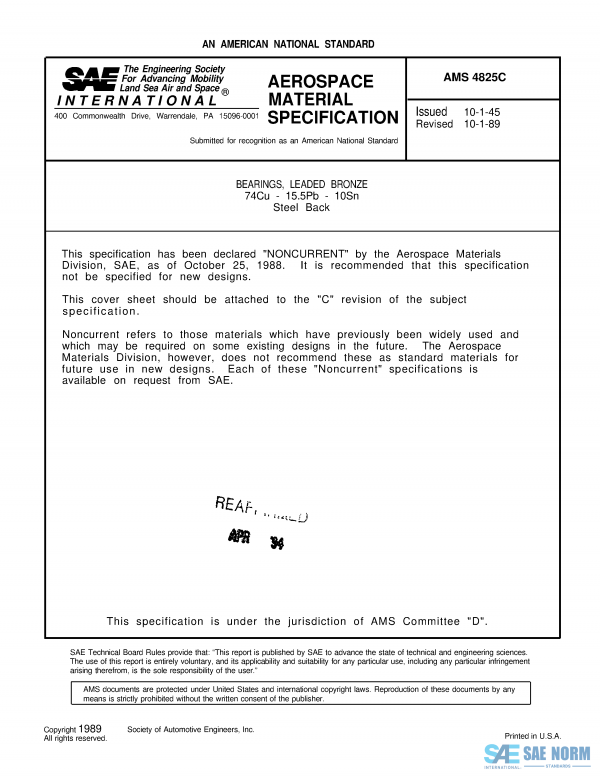 SAE AMS 4825 Series PDF