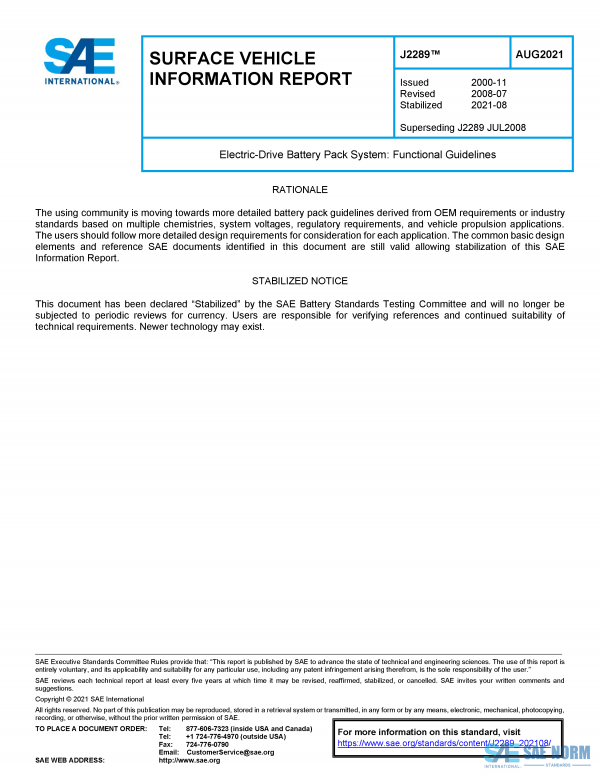 SAE J 2289 Series PDF