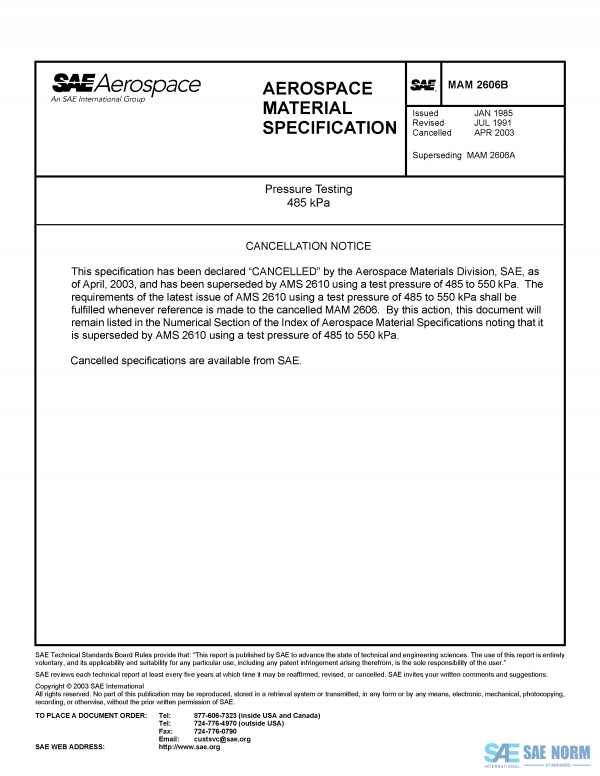 SAE MAM 2606 Series PDF