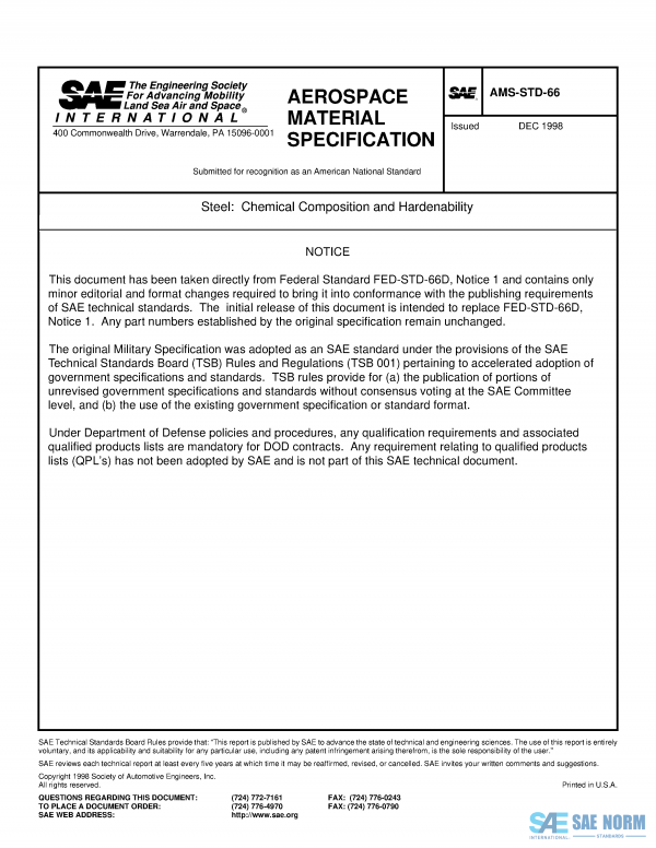 SAE AMSSTD 66 Series PDF
