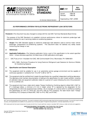 SAE J 1627 Series PDF