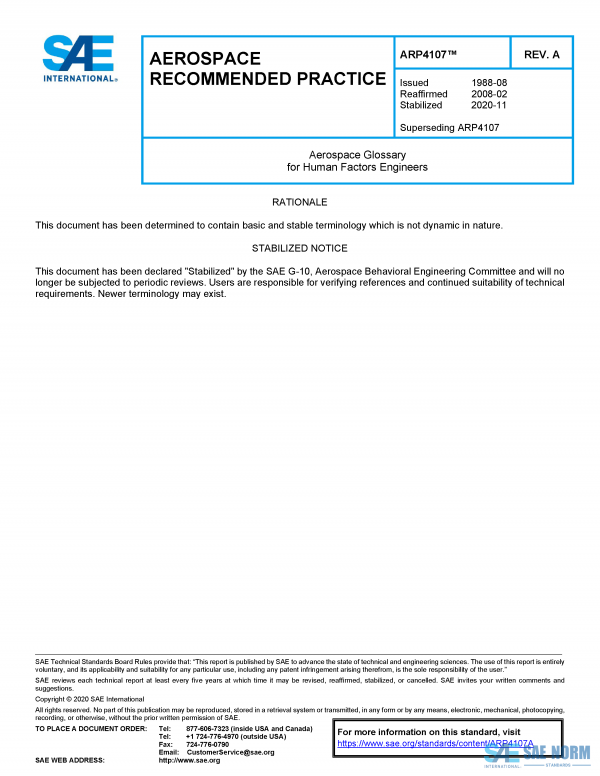 SAE ARP 4107 Series PDF