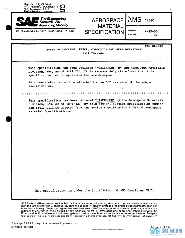 SAE AMS 7476 Series PDF