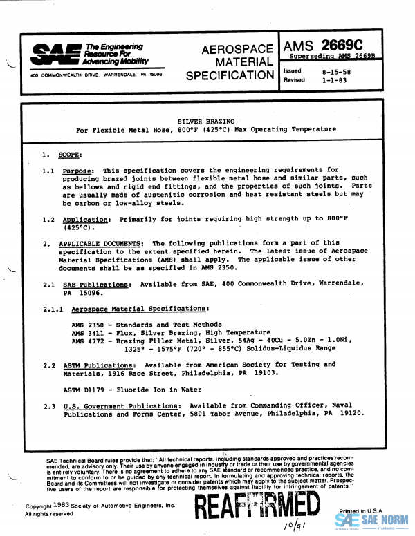 SAE AMS 2669 Series PDF