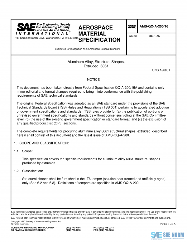 SAE AMSQQA 200/16 Series PDF
