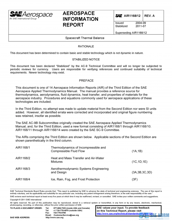 SAE AIR 1168/12 Series PDF