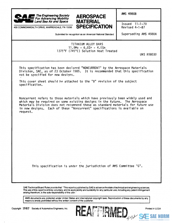 SAE AMS 4980 Series PDF