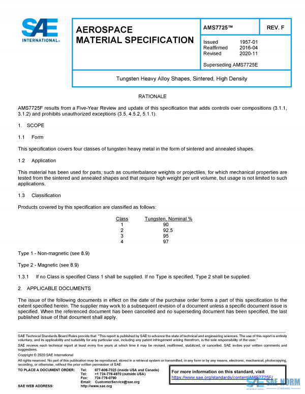 SAE AMS 7725 Series PDF
