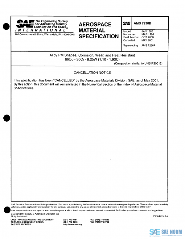 SAE AMS 7238 Series PDF