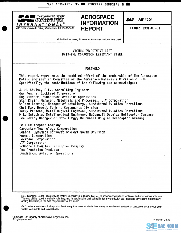 SAE AIR 4394 Series PDF