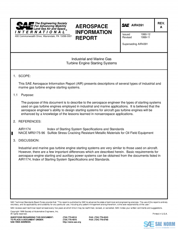 SAE AIR 4391 Series PDF