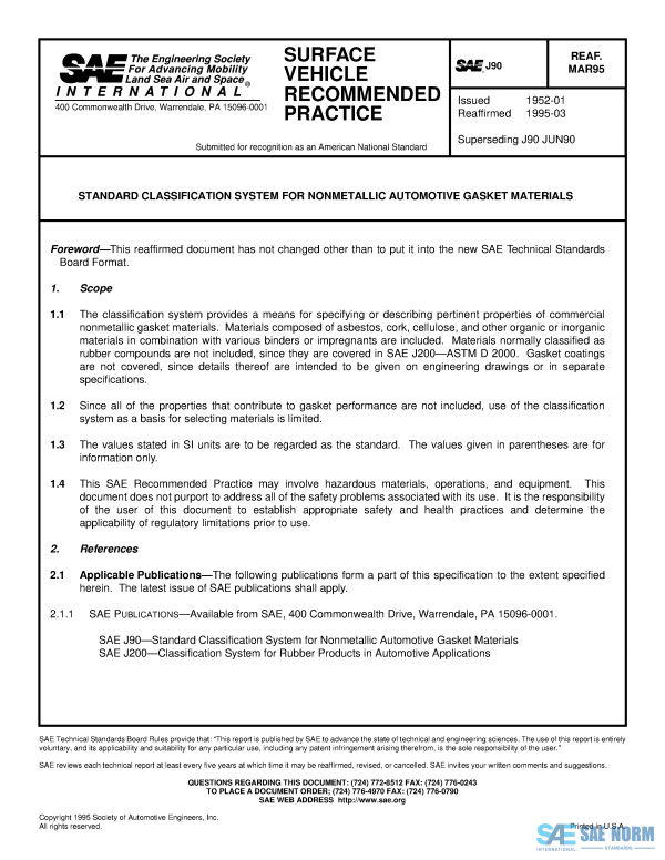SAE J 90 Series PDF