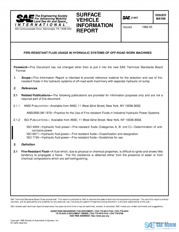 SAE J 1447 Series PDF