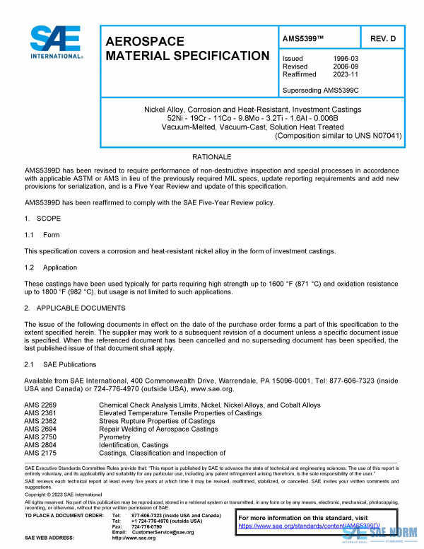 SAE AMS 5399 Series PDF
