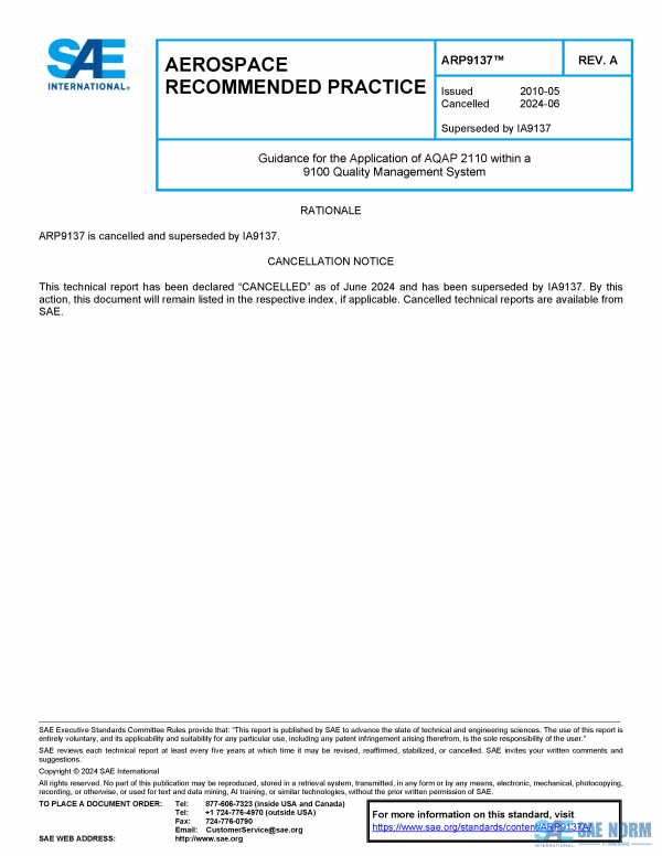 SAE ARP 9137 Series PDF
