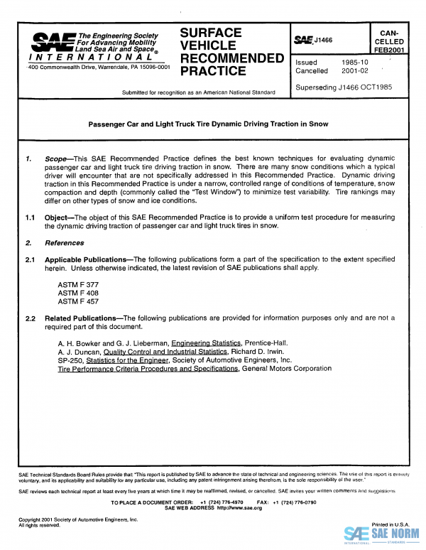 SAE J 1466 Series PDF