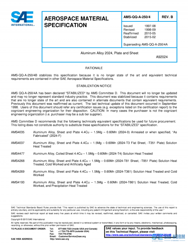 SAE AMSQQA 250/4 Series PDF