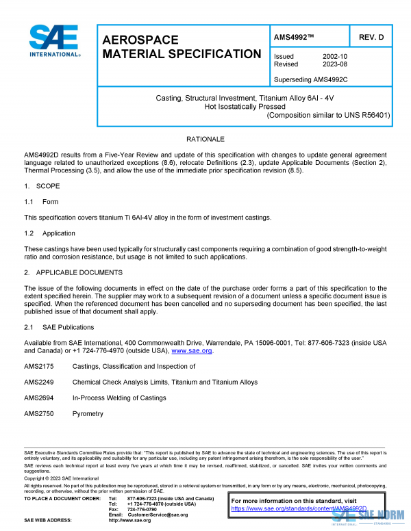 SAE AMS 4992 Series PDF
