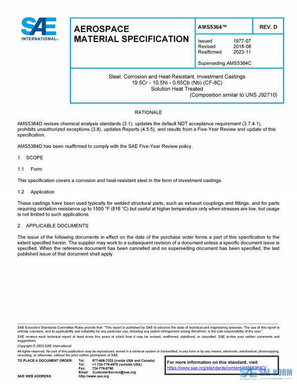 SAE AMS 5364 Series PDF