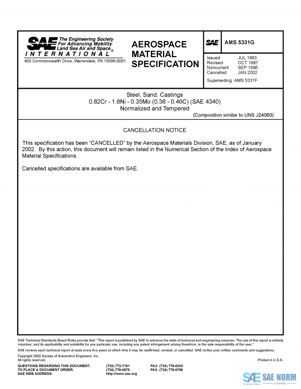 SAE AMS 5331 Series PDF