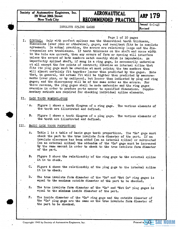 SAE ARP 179 Series PDF