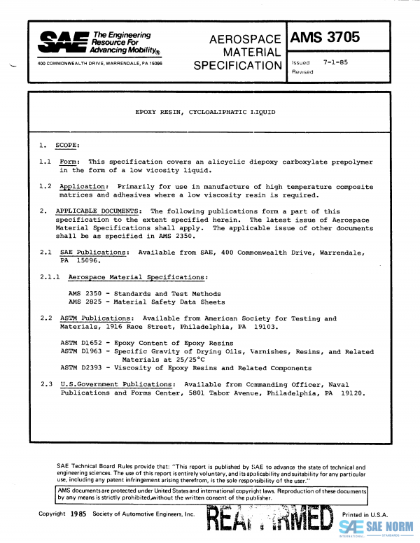 SAE AMS 3705 Series PDF