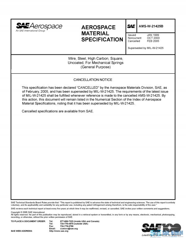 SAE AMSW 21425 Series PDF