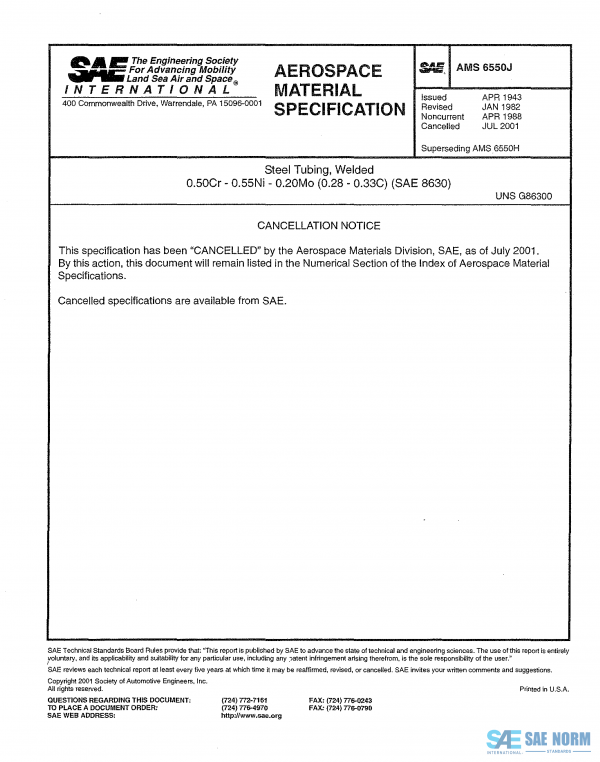 SAE AMS 6550 Series PDF