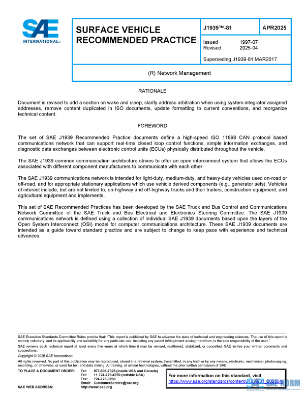 SAE J 1939/81 Series PDF