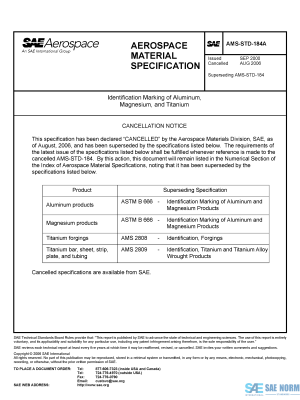 SAE AMSSTD 184 Series PDF