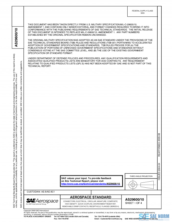 SAE AS 29600/10 Series PDF