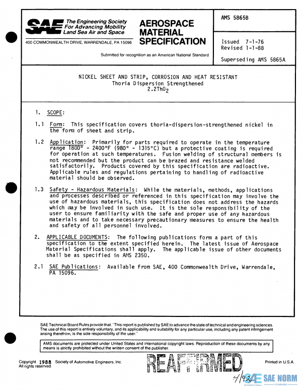 SAE AMS 5865 Series PDF