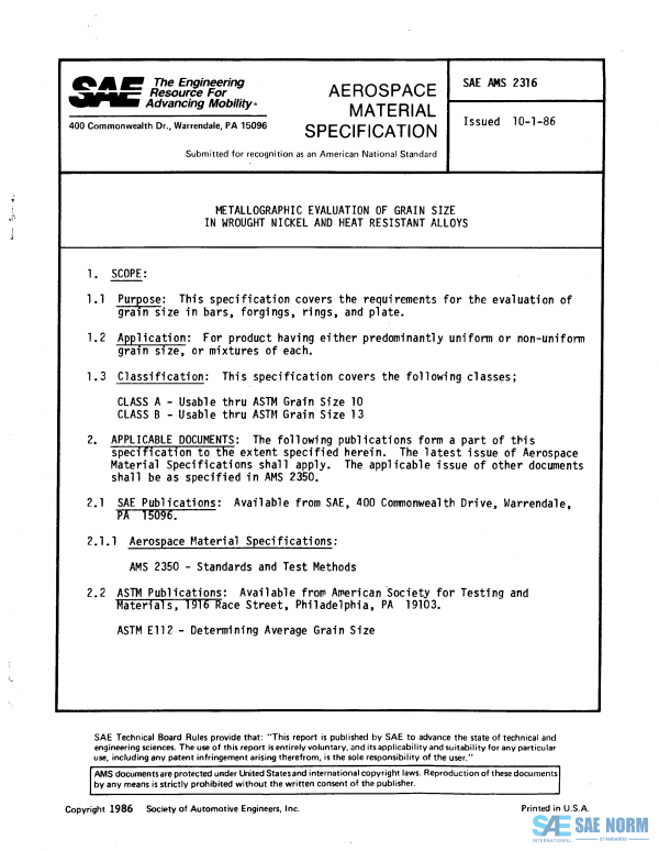 SAE AMS 2316 Series PDF