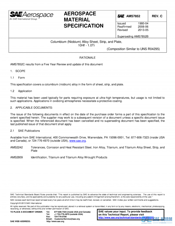 SAE AMS 7852 Series PDF