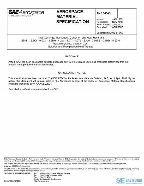 SAE AMS 5404 Series PDF