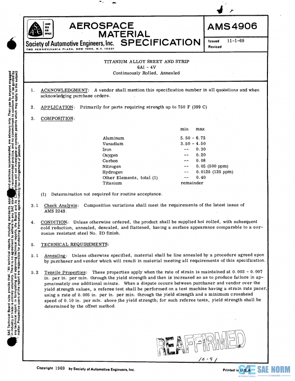 SAE AMS 4906 Series PDF