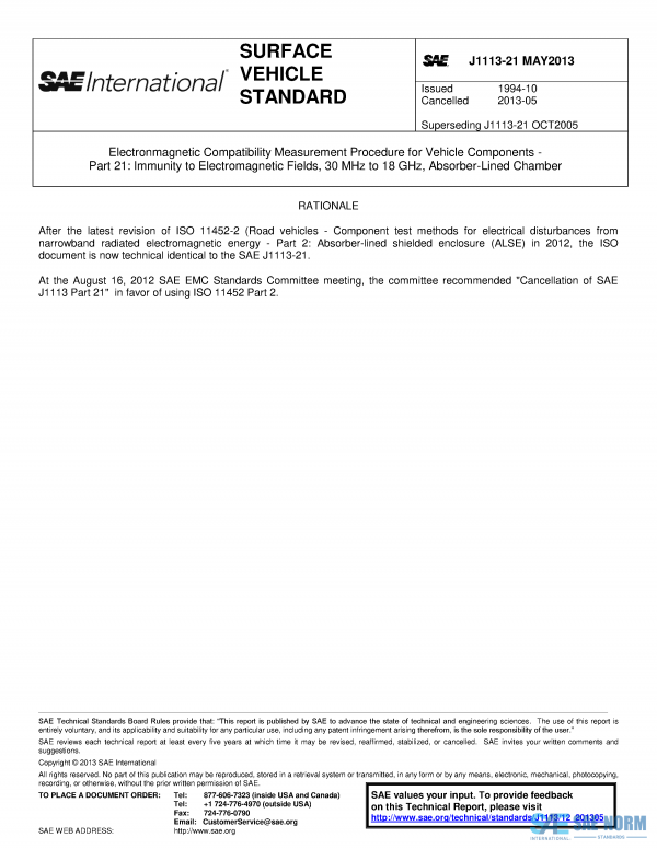 SAE J 1113/21 Series PDF