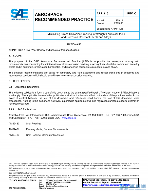 SAE ARP 1110 Series PDF