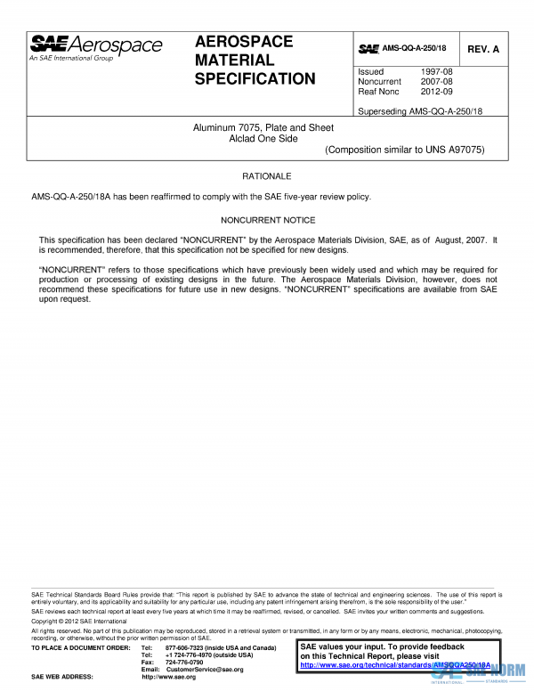 SAE AMSQQA 250/18 Series PDF