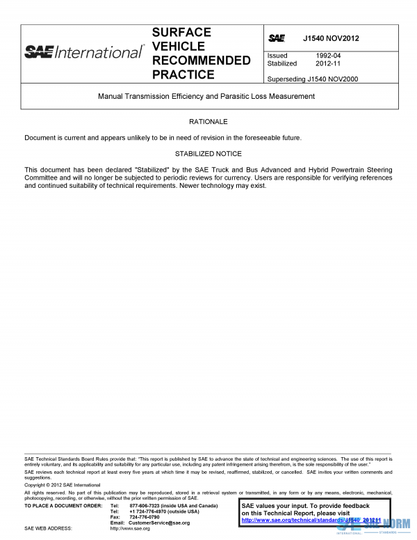 SAE J 1540 Series PDF