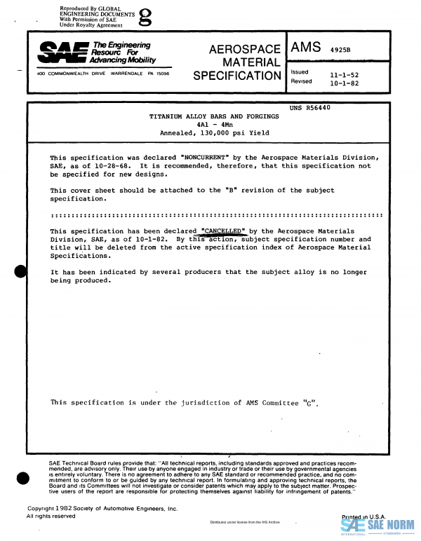 SAE AMS 4925 Series PDF