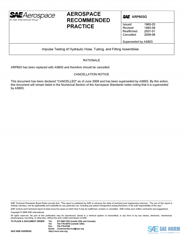 SAE ARP 603 Series PDF