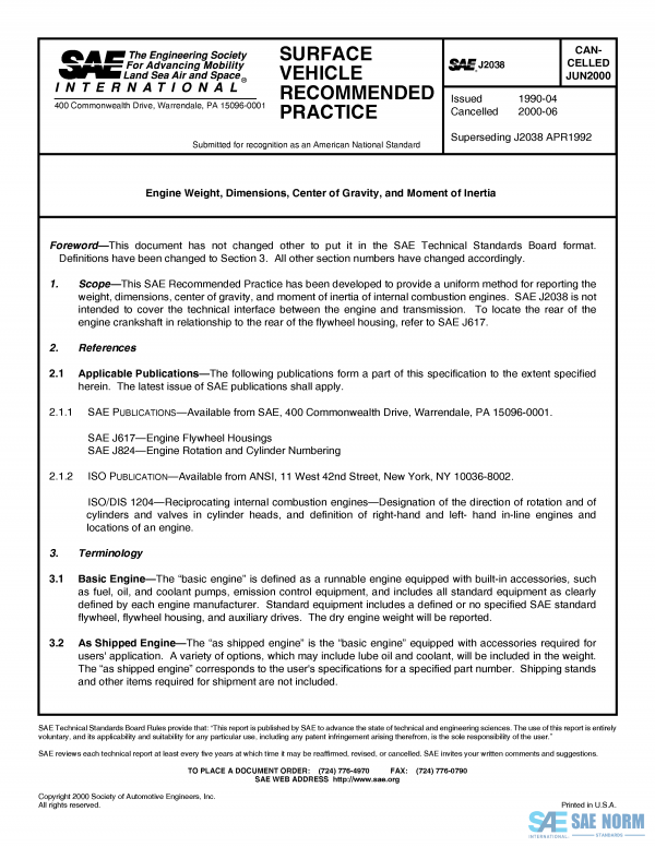 SAE J 2038 Series PDF